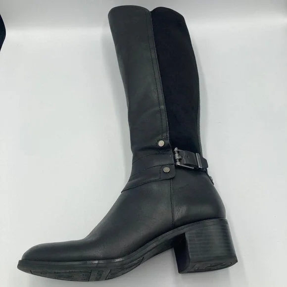 Franco Sarto Liora Black Leather Suede Knee High Riding Boots Women's Size 8M‎ - Picture 5 of 11